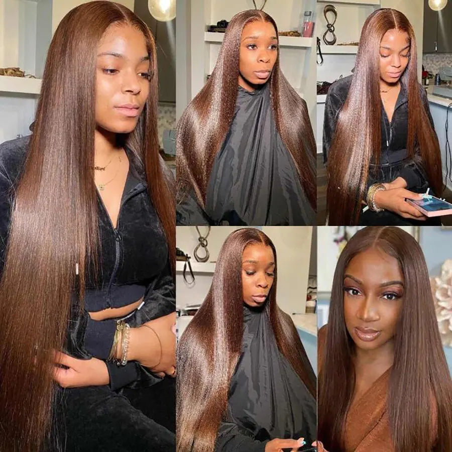 Chocolate Brown Straight X Hd Lace Front Human