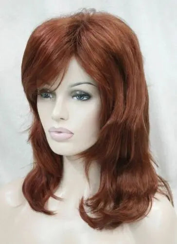 Women Wig Ladies Wig Natural Short Wine Red