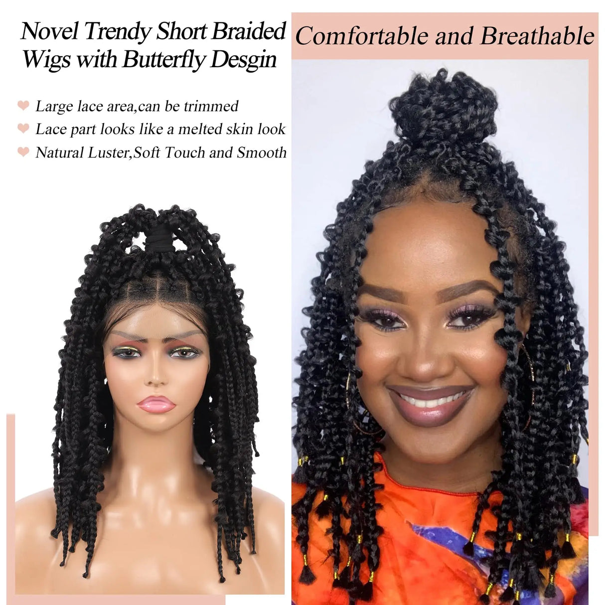 Short Knotless Box Braided Wigs For