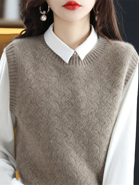 Korean Women' Knitted Wool Vest Winter New Loose