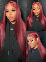 Burgundy X Hd Lace Frontal Human Hair Wig