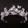 Handmade Bridal Pearl Rhinestone Crown Tiara Butterfly Floral