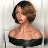 Short Bob Honey Blonde Ombre Colored Wig Straight