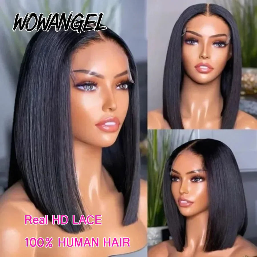 Wowangel Straight Bob Wig 5X5 Hd Lace Closure