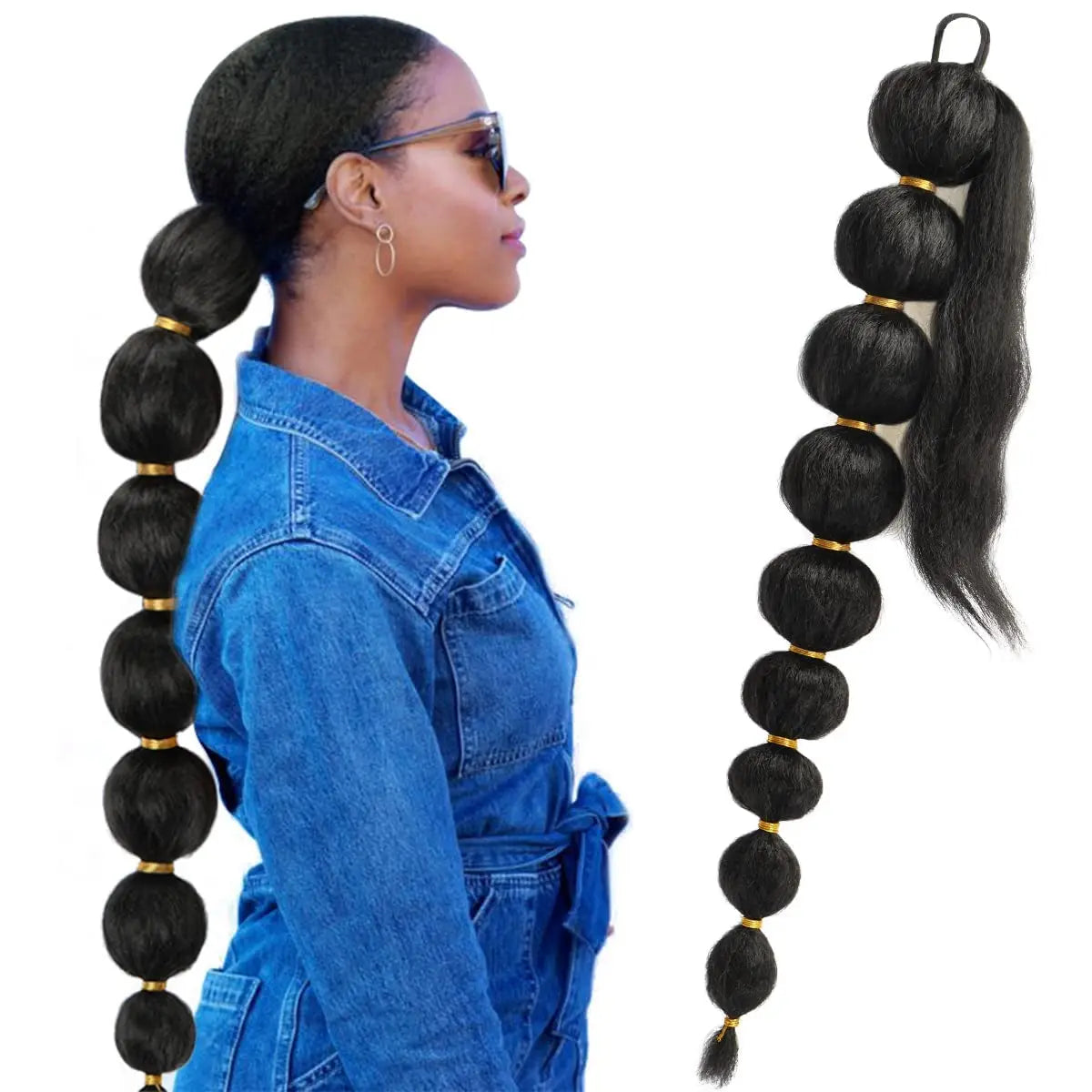 Bubble Ponytail Extension For Black Women Long Braided