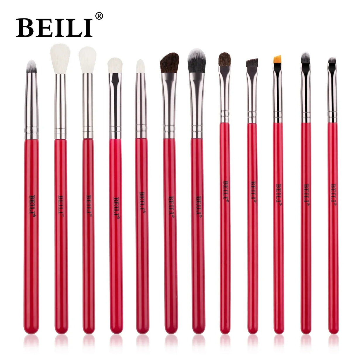 Beili Red Eye Makeup Brushes Professional Natural