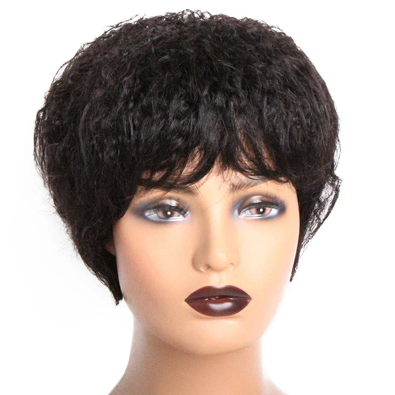 Human Hair Kinky Straight Wig Short Wet And