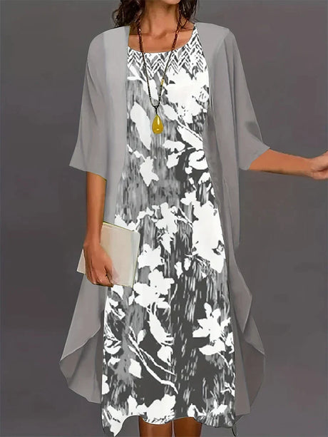 Autumn New Women' Floral Printed Long Dress Printed