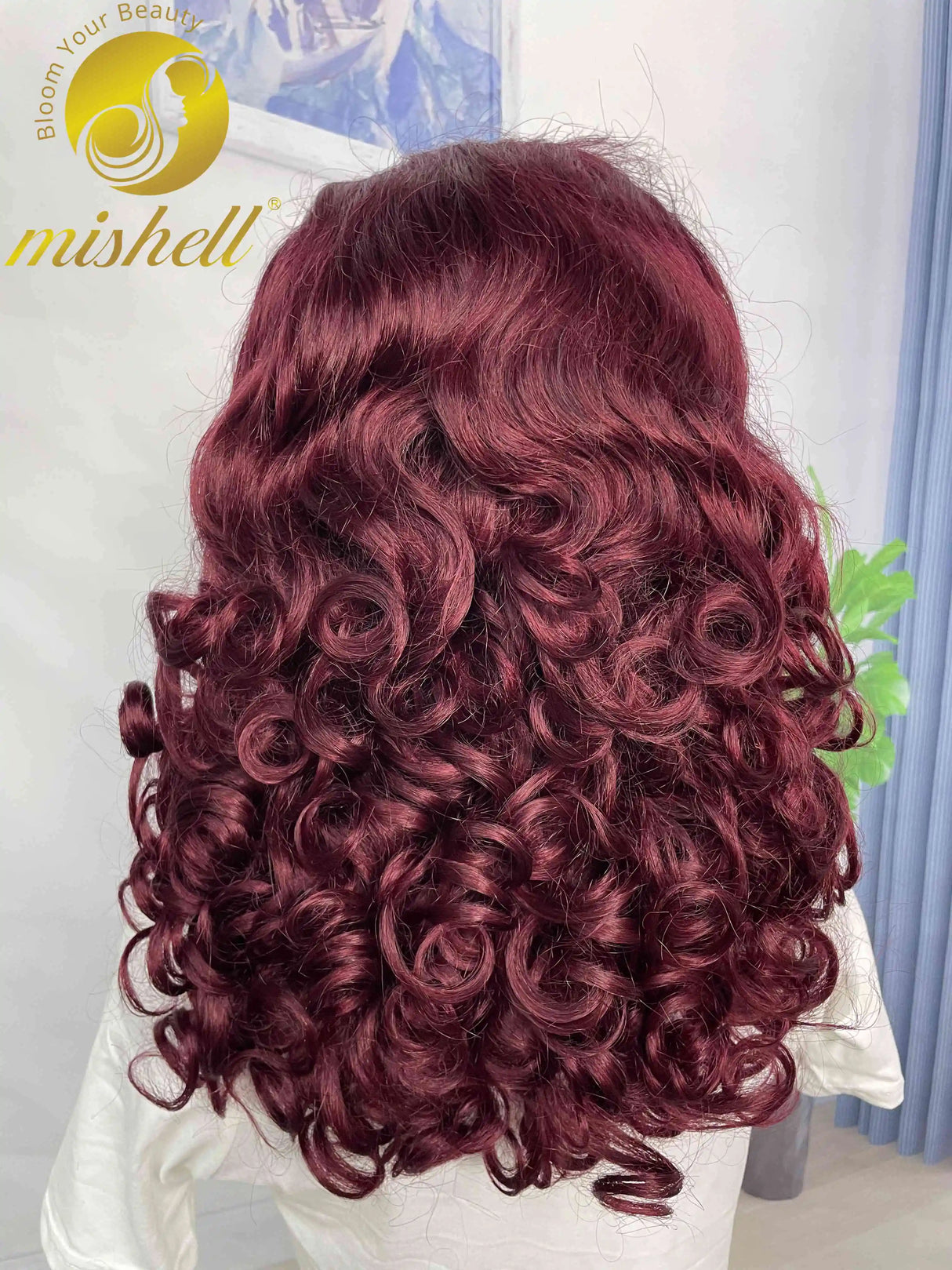 Density J Burgundy Bouncy Curly Human Hair