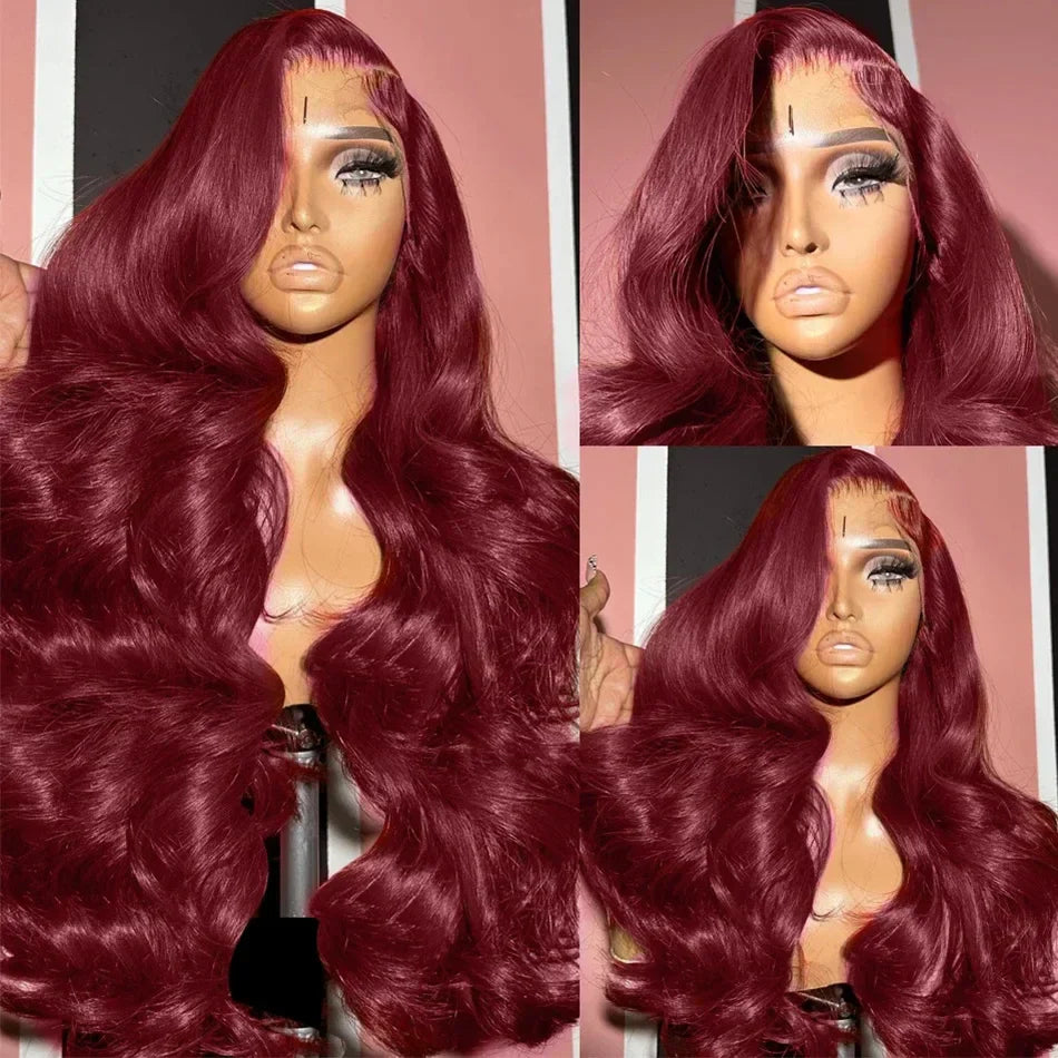 Tewjig Density J Burgundy X Lace Frontal Wigs