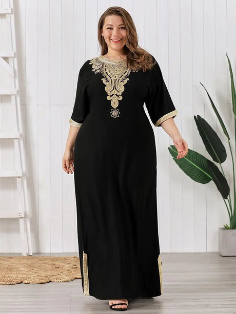 Vintage Rhinestone Embroidered Muslim Dress