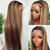 Density Highlight Honey Brown Curly Lace Front Human