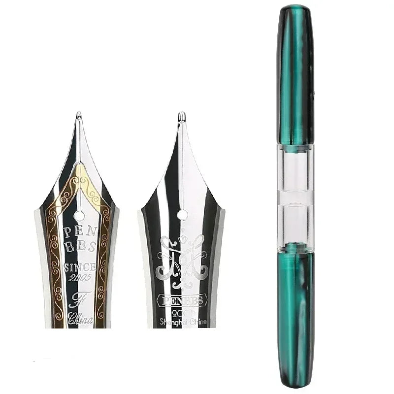 Penbbs Transparent Resin Fountain Pen Double-Nib Ink