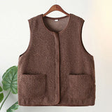 Womens Fleece Jacket Autumn Casual Clothing Senior Sleeveless