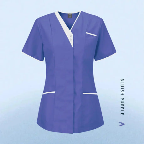 Nursing Scrubs Uniform Women Medical Tops Short Sleeve