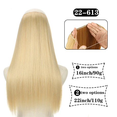 Hair Extensions No Clips Synthetic Fake Hair Ombre