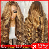 Hd Highlight Wig Human Hair Ombre Honey