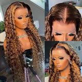 Highlight Ombre Lace Front Wig Curly Human Hair