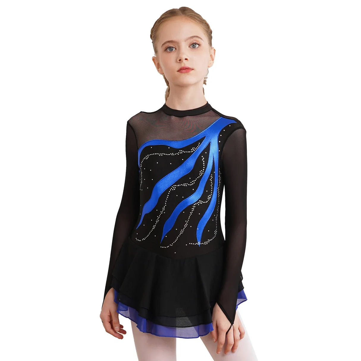 Figure Ice Skating Dress Kids Girls Long Sleeve