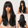 Copper Ginger Brown Wigs With Bangs Natural Synthetic