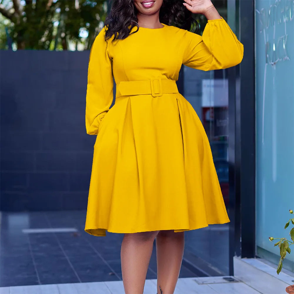Office Lady A-Line Dress African Long Dresses For