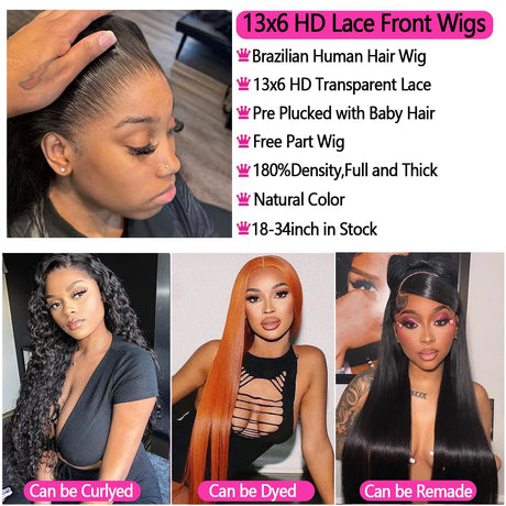 Hd Lace Frontal Wig 13X6 13X4 Bone Straight