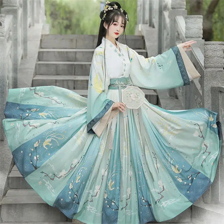 Chinese Style Women Oriental Vintage Hanfu Costumes Floral