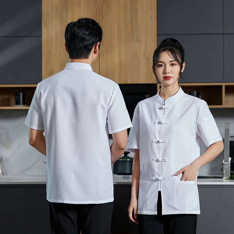 Overalls Chef Uniform Men' Kitchen Half Restaurant Catering