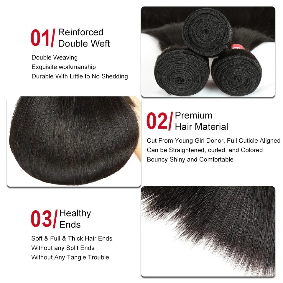 Sleek Brazilian Straight Human Hair Bundles // Hair