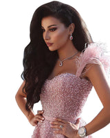 Luxury Pink Beaded Evening Dresses For Women Sweetheart