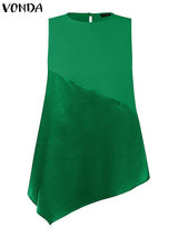 Vonda Summer Women Satin Tanks Tops Silk