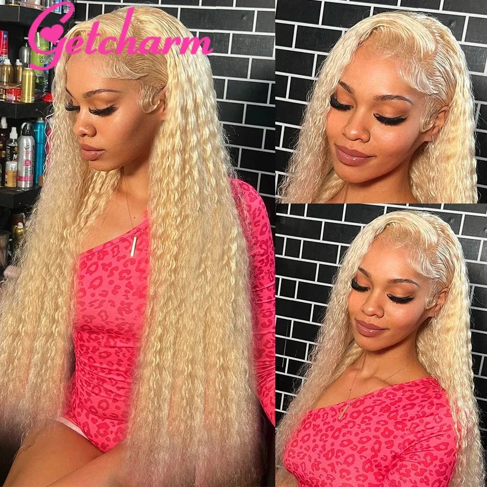 Blonde Deep Wave Frontal Wig 13X4 13X6 Transparent