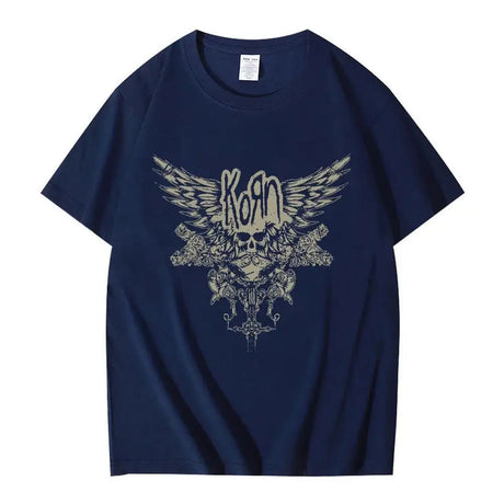 Korn Skull Wings Black T Shirt Women And