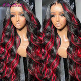 Burgundy Transparent Lace Front Human Hair Wig