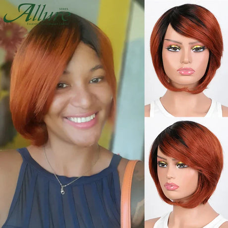 Burgundy Short Bob Wig With Bangs Wear To