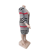 Plus Coat Dropped Shoulder Striped Loose Cardigan