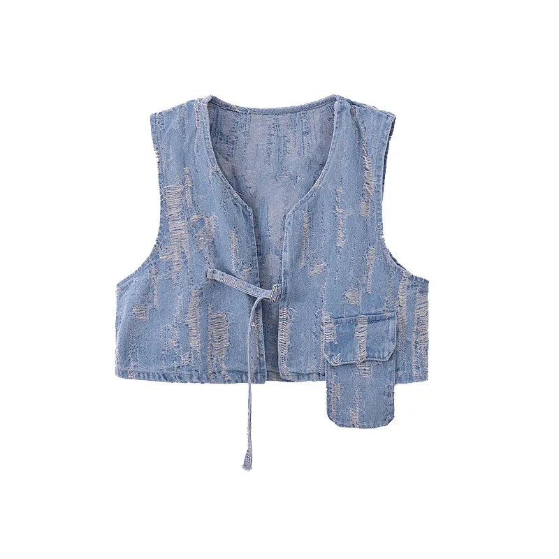 Kids Street Dance Hip Hop Clothing Suit Denim