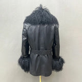 Lady Natural Mongolian Fur Leather Jacket Real Sheepskin