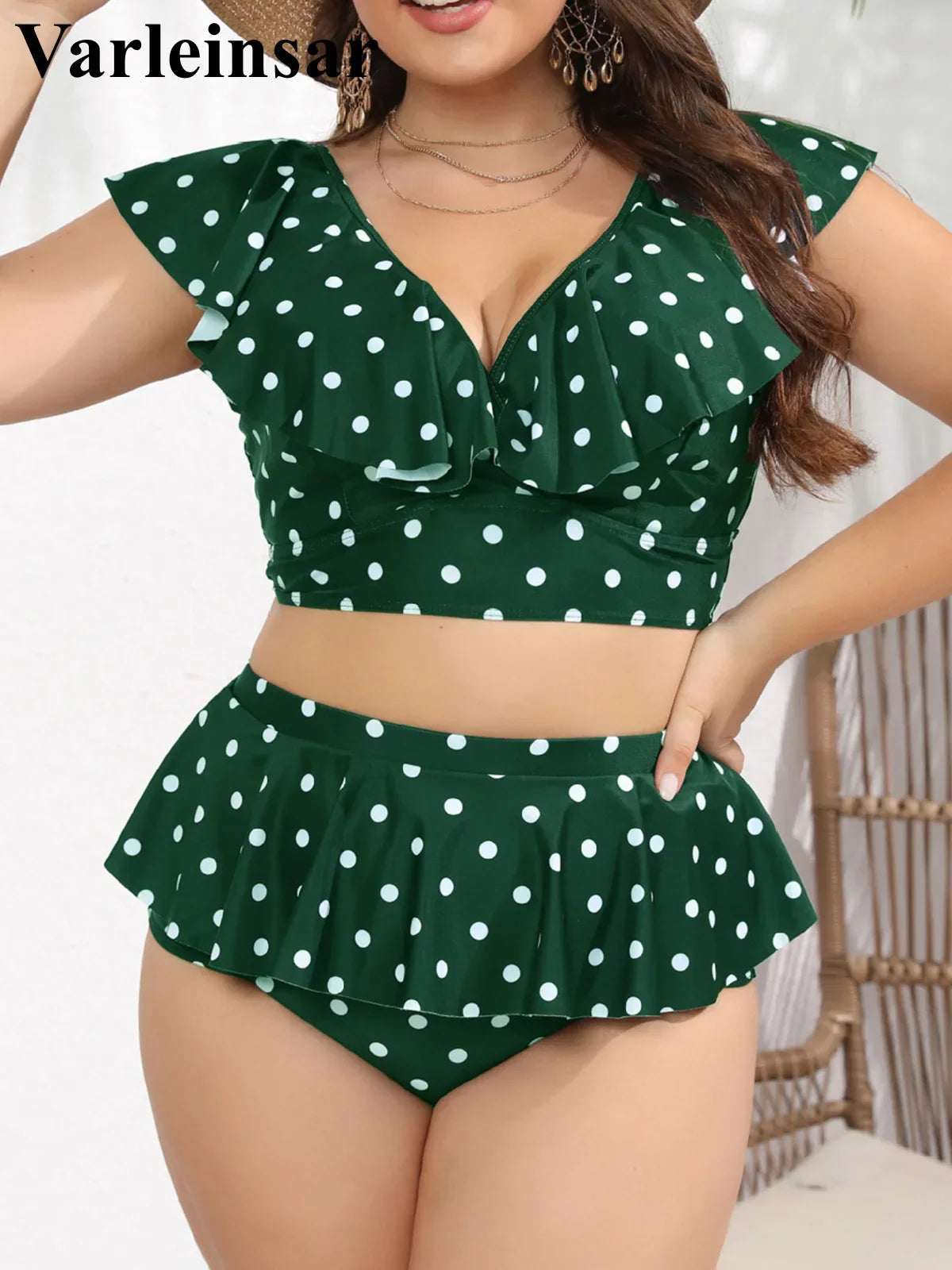 Polka Dots Bikini Size Swimwear