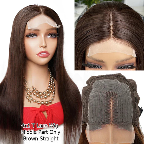 Brown Black Human Hair Wig For Women Lace