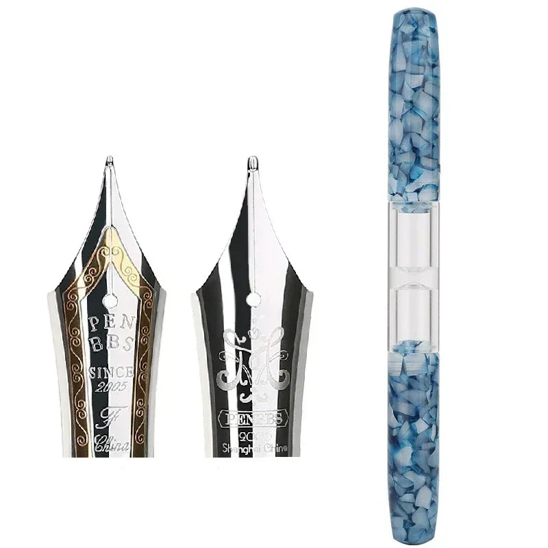 Penbbs Transparent Resin Fountain Pen Double-Nib Ink