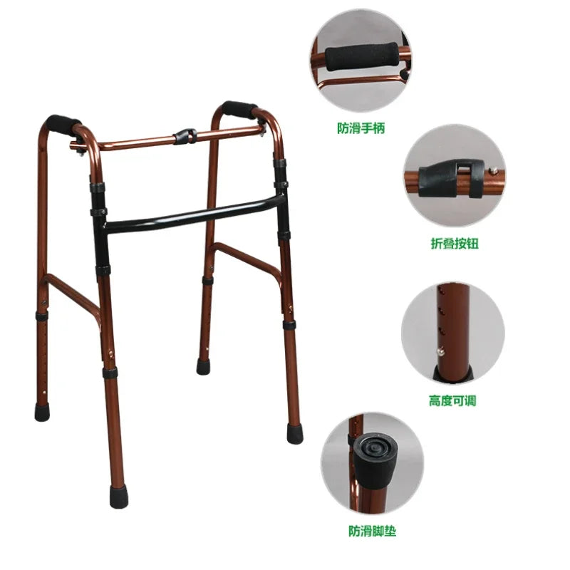 Aluminum Alloy Walker For Disabled Folding Fourlegged Support