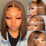 Brown Short Bob Wigs Human Hair X Hd