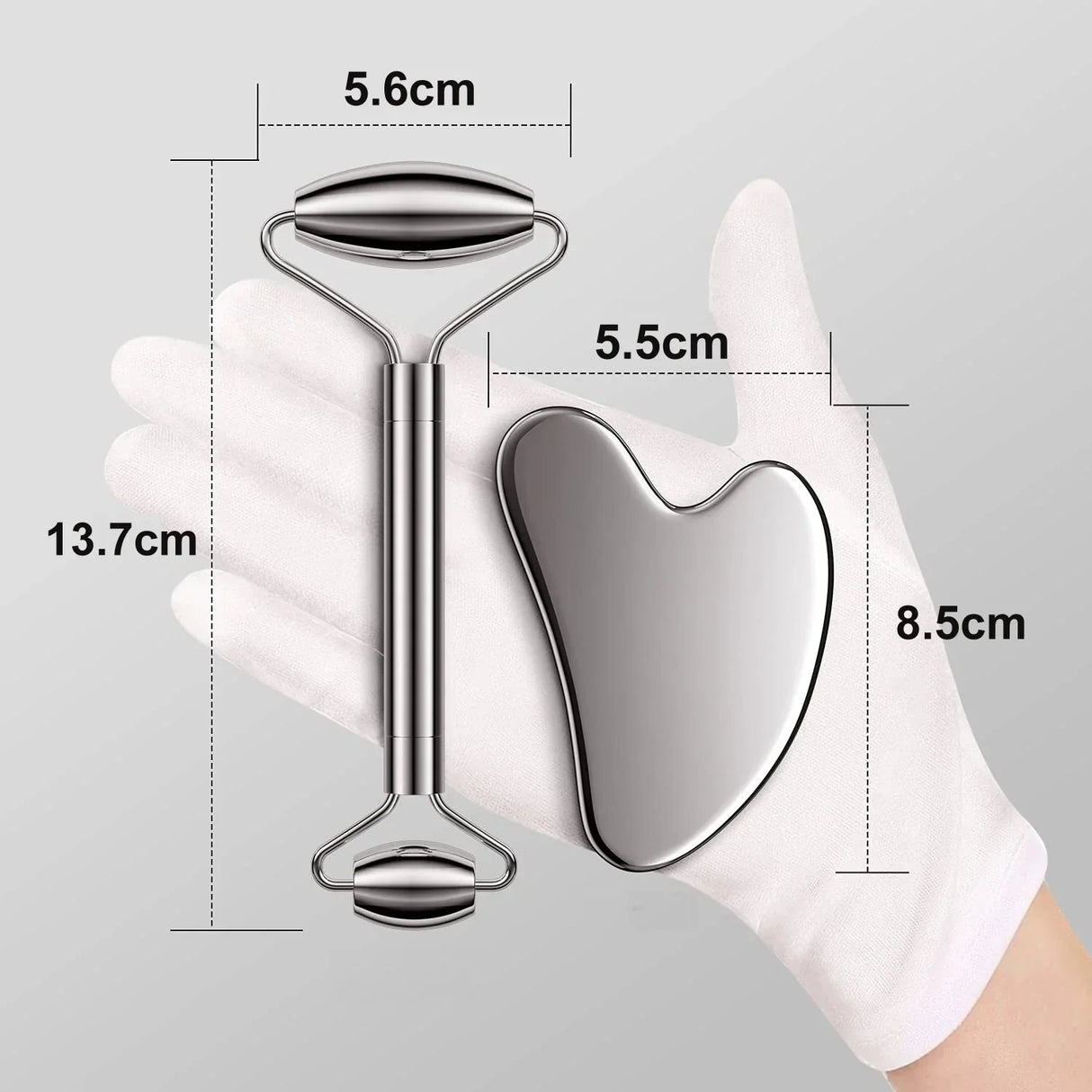 Face Roller And Gua Sha - Stainless