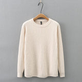 Fall Winter 100Kg Simple O-Neck Jacquard Knit Sweater