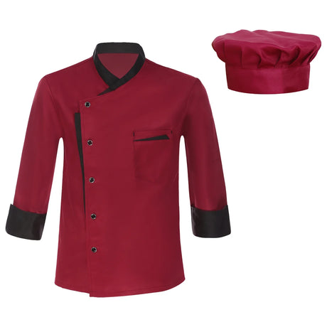 Men Chef Shirt Long Sleeve Cosplay Jacket Kitchen