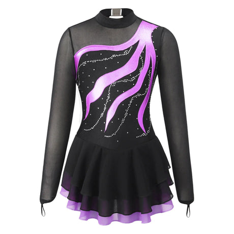 Figure Ice Skating Dress Kids Girls Long Sleeve