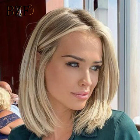 Blonde Highlight Synthetic Lace Front Bob Wigs