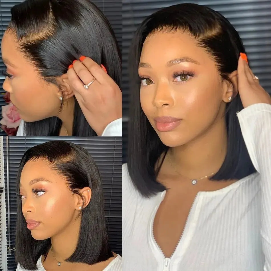 Malaysian Straight Short Bob 13X4 Lace Frontal Wig