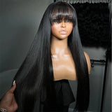 Straight Full Machine Made Bang Wigs Human Hair